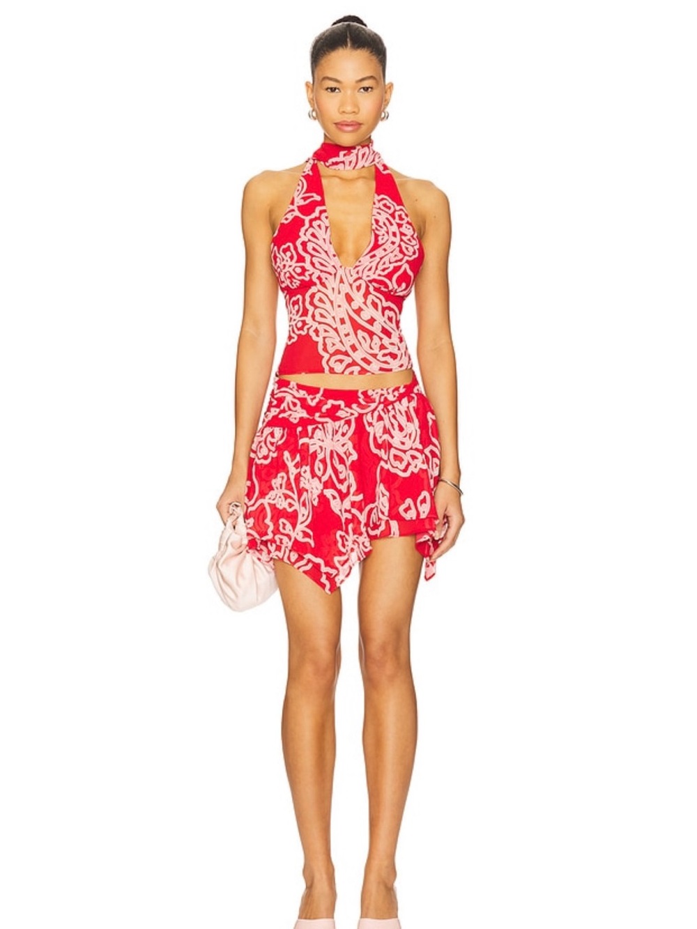 Lovers + Friends Mayci Mini Skirt in Flame Red